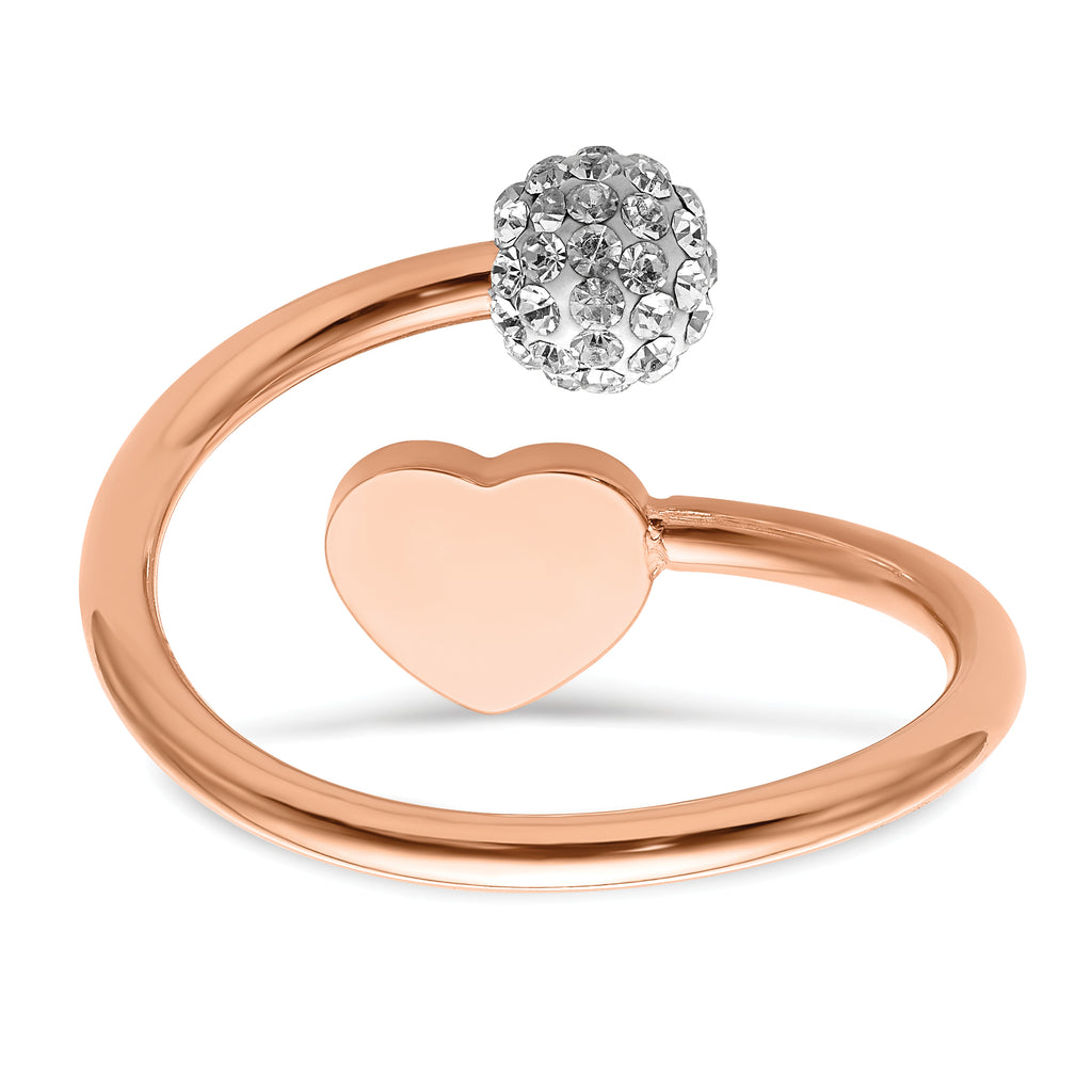 Crystal Heart Ring in Rose-Tone Stainless Steel