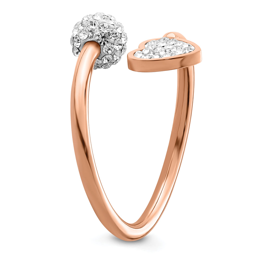 Crystal Heart Ring in Rose-Tone Stainless Steel
