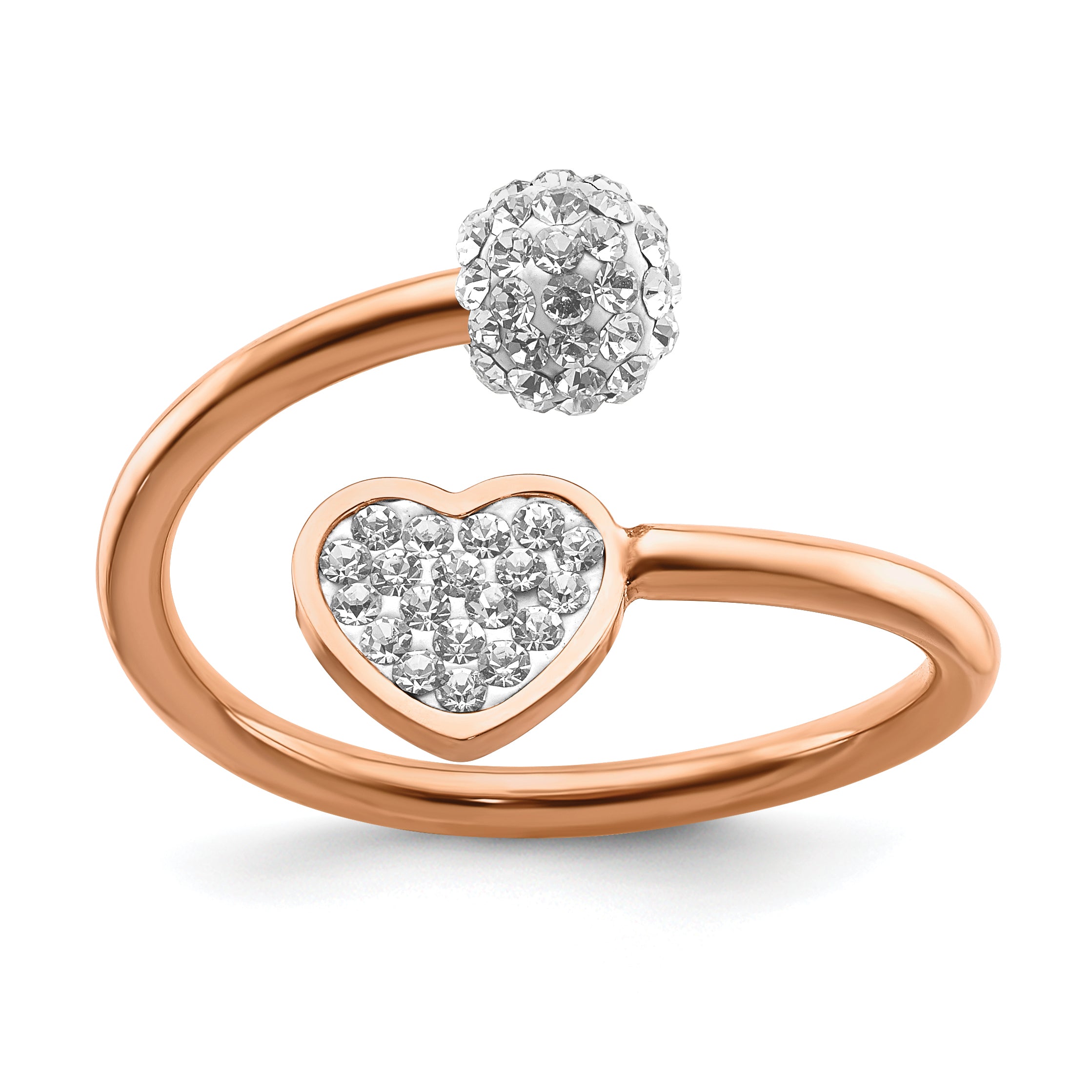 Stainless Steel Polished Rose IP-plated with Preciosa Crystal Heart Ring Main image