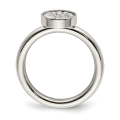 Stainless Steel Polished with CZ Circle Ring