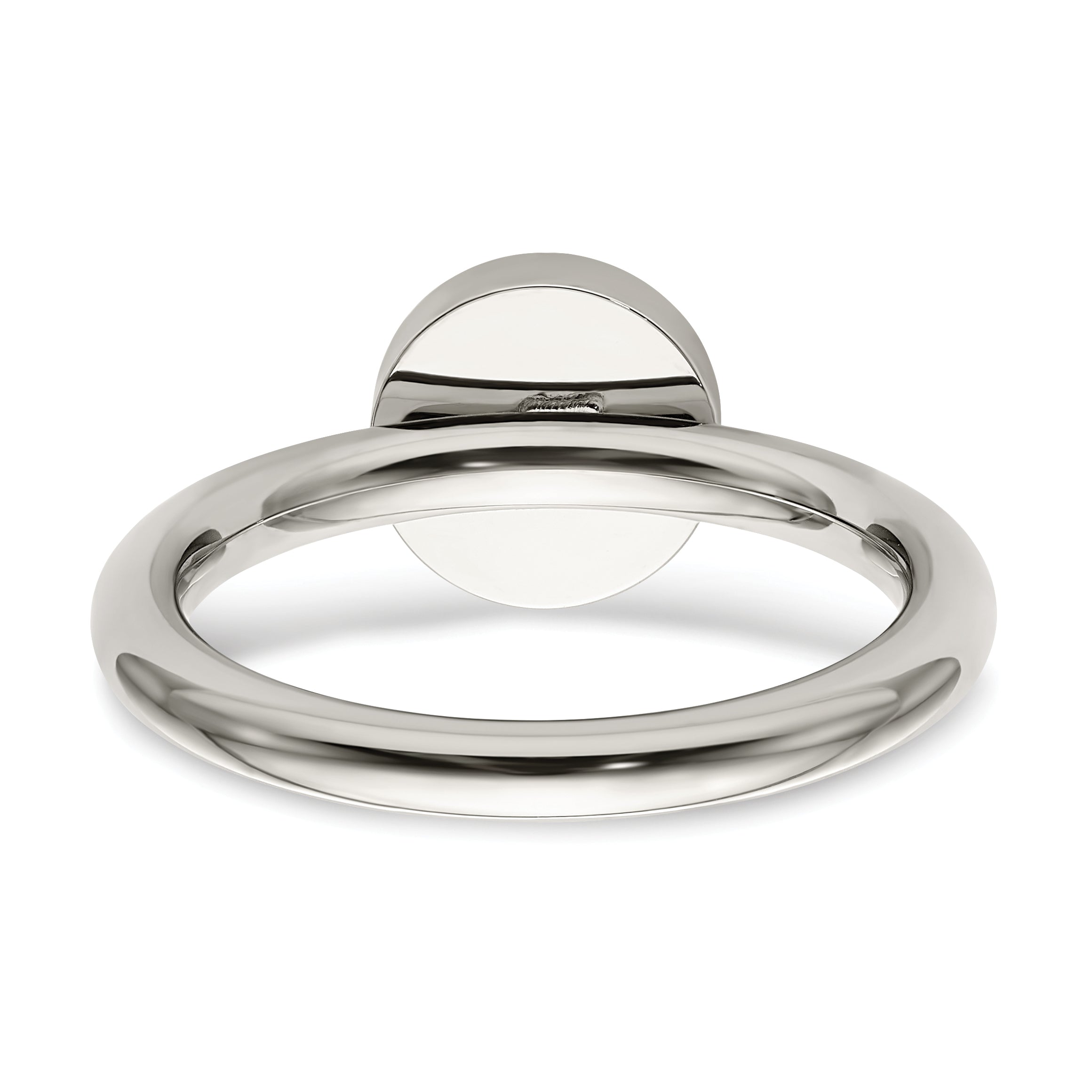 Stainless Steel Polished with CZ Circle Ring