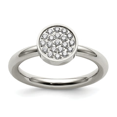 Stainless Steel Polished with CZ Circle Ring