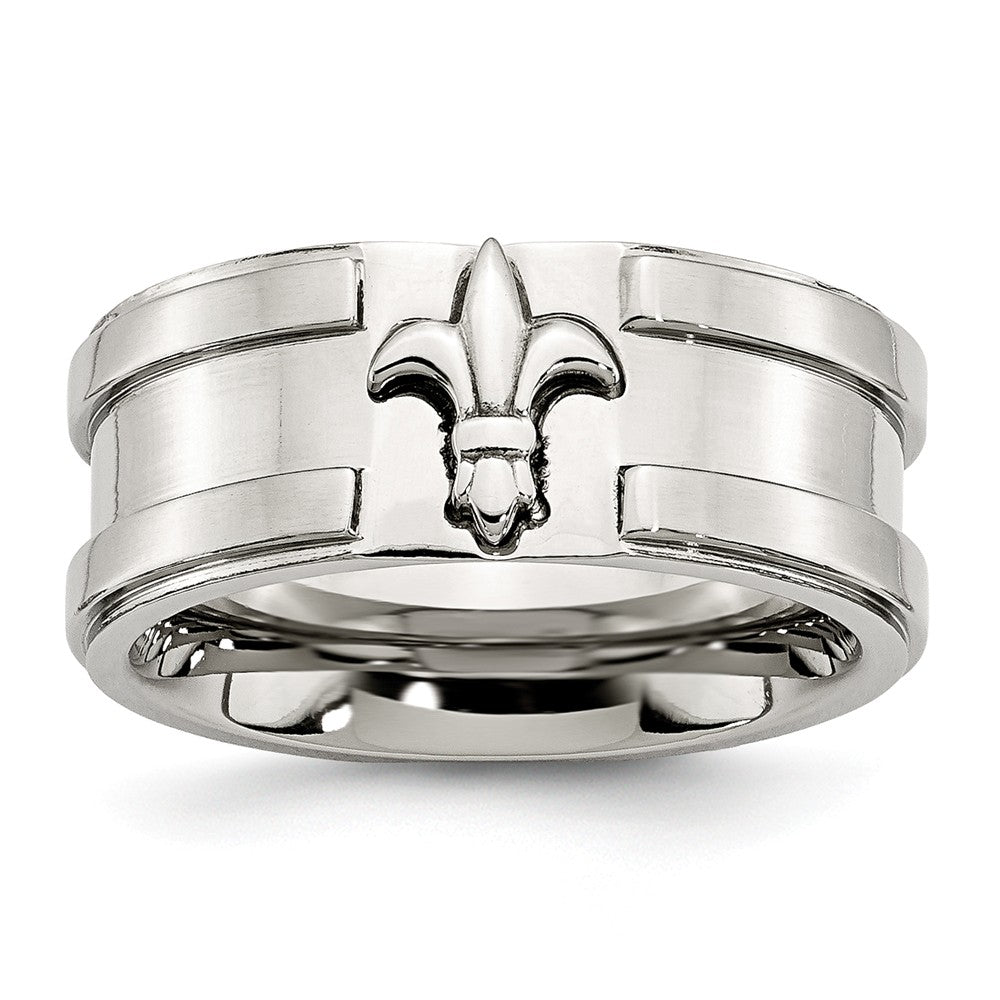 Sophia Jewelers Stainless Steel Fleur de Lis Engravable Wedding Band