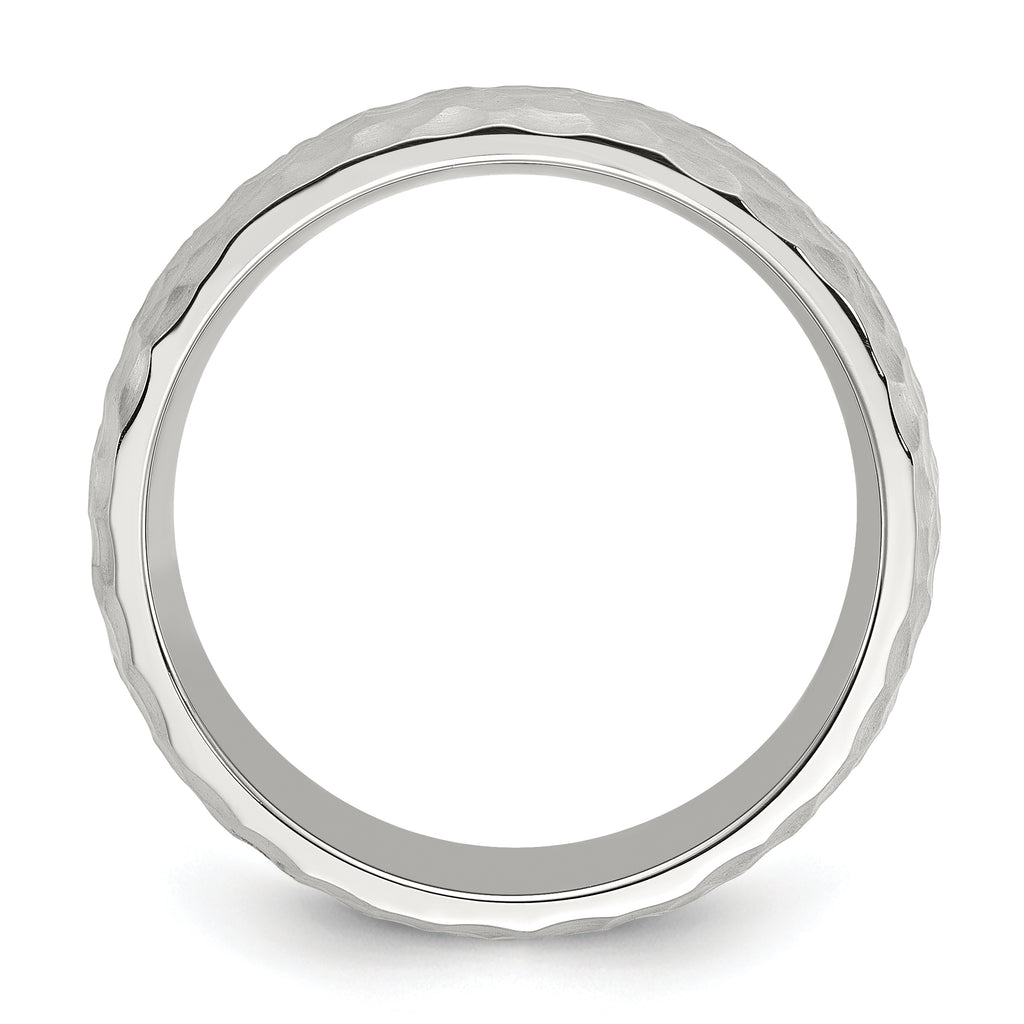 Hammered Wedding Band in Stainless Steel, 7.5mm