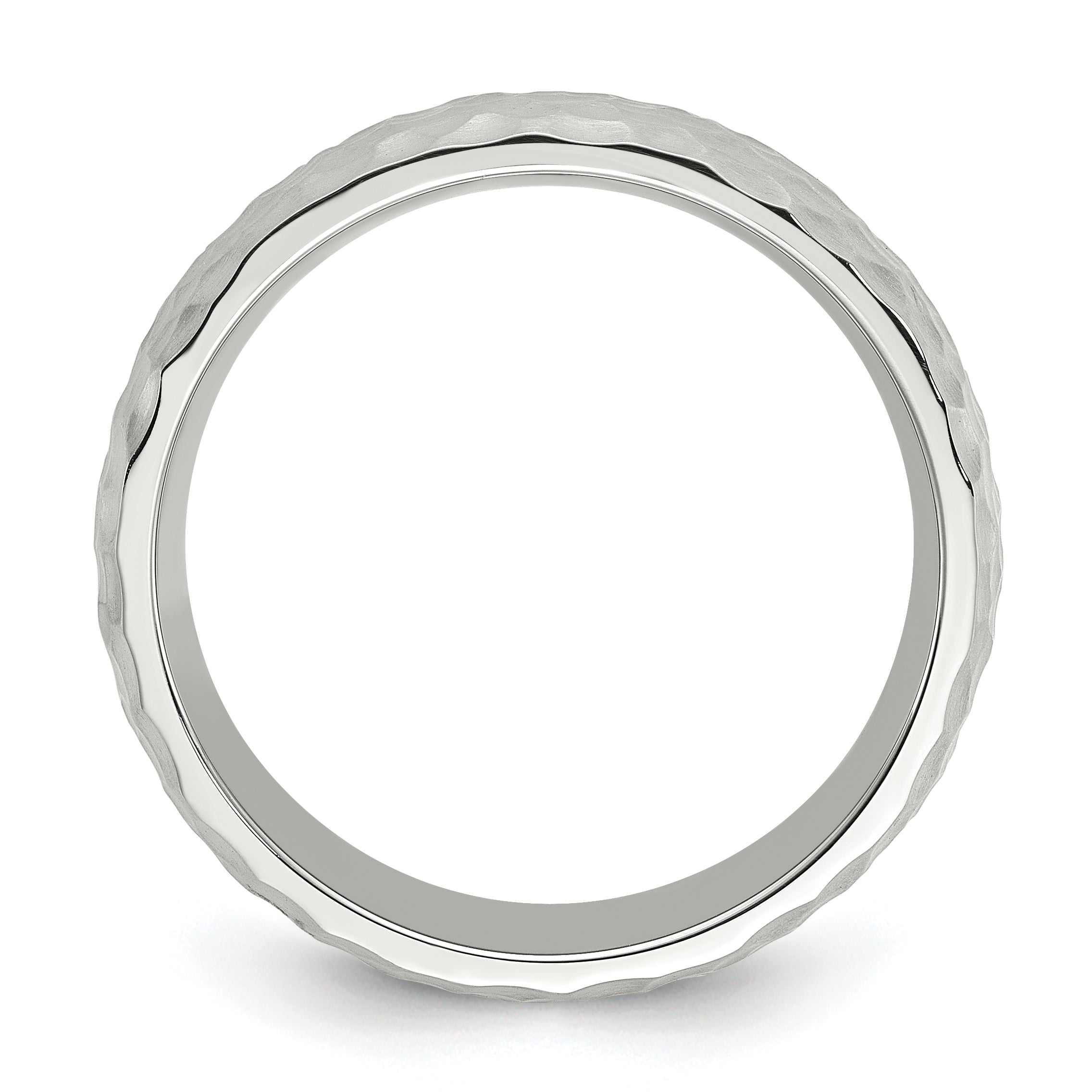 Hammered Wedding Band in Stainless Steel, 7.5mm