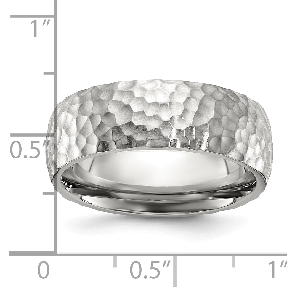 Hammered Wedding Band in Stainless Steel, 7.5mm