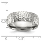 Hammered Wedding Band in Stainless Steel, 7.5mm