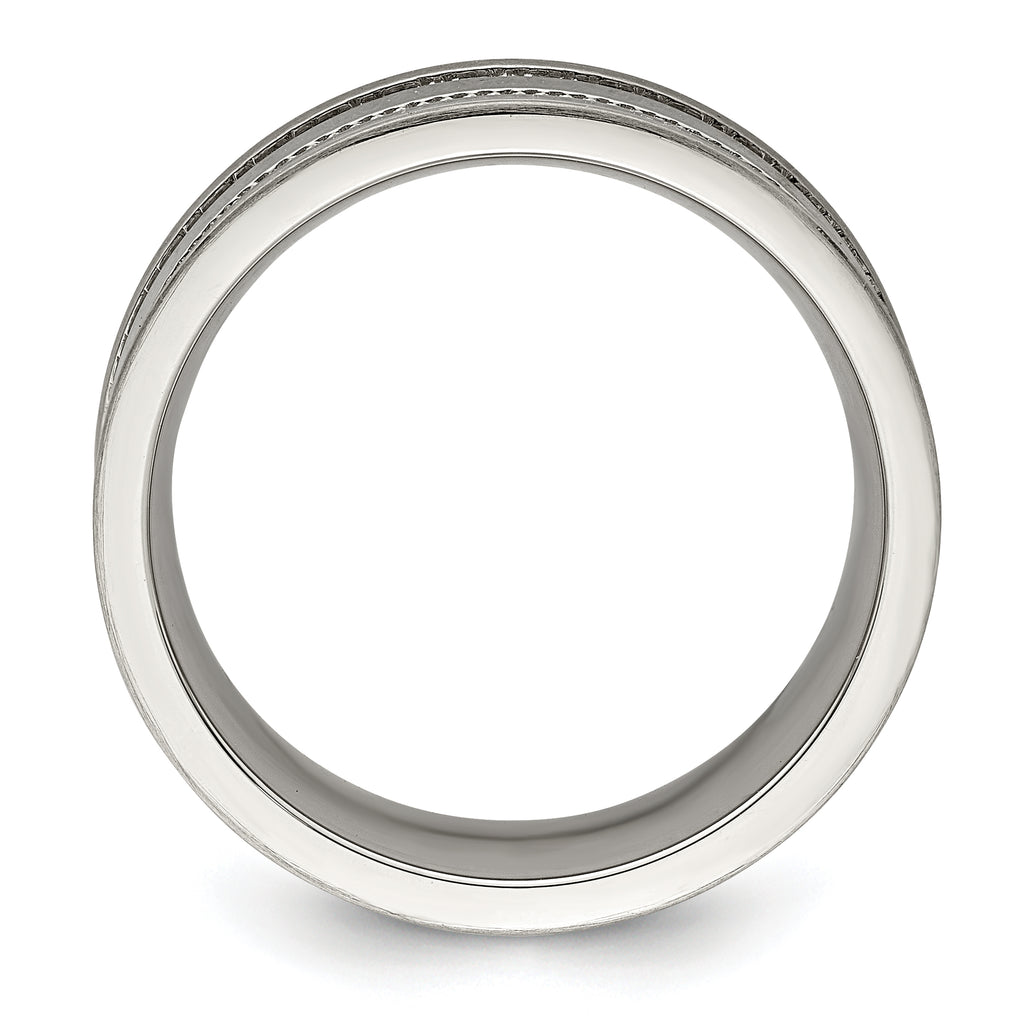 Beaded Wedding Band in Stainless Steel, 7mm