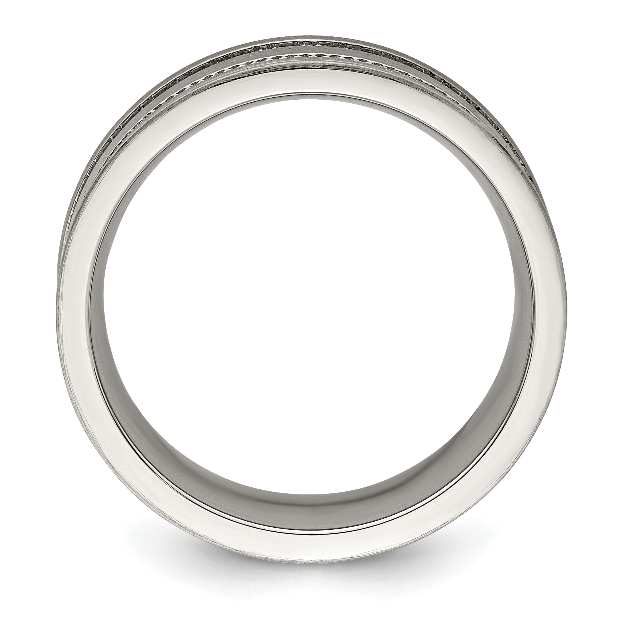 Beaded Wedding Band in Stainless Steel, 7mm