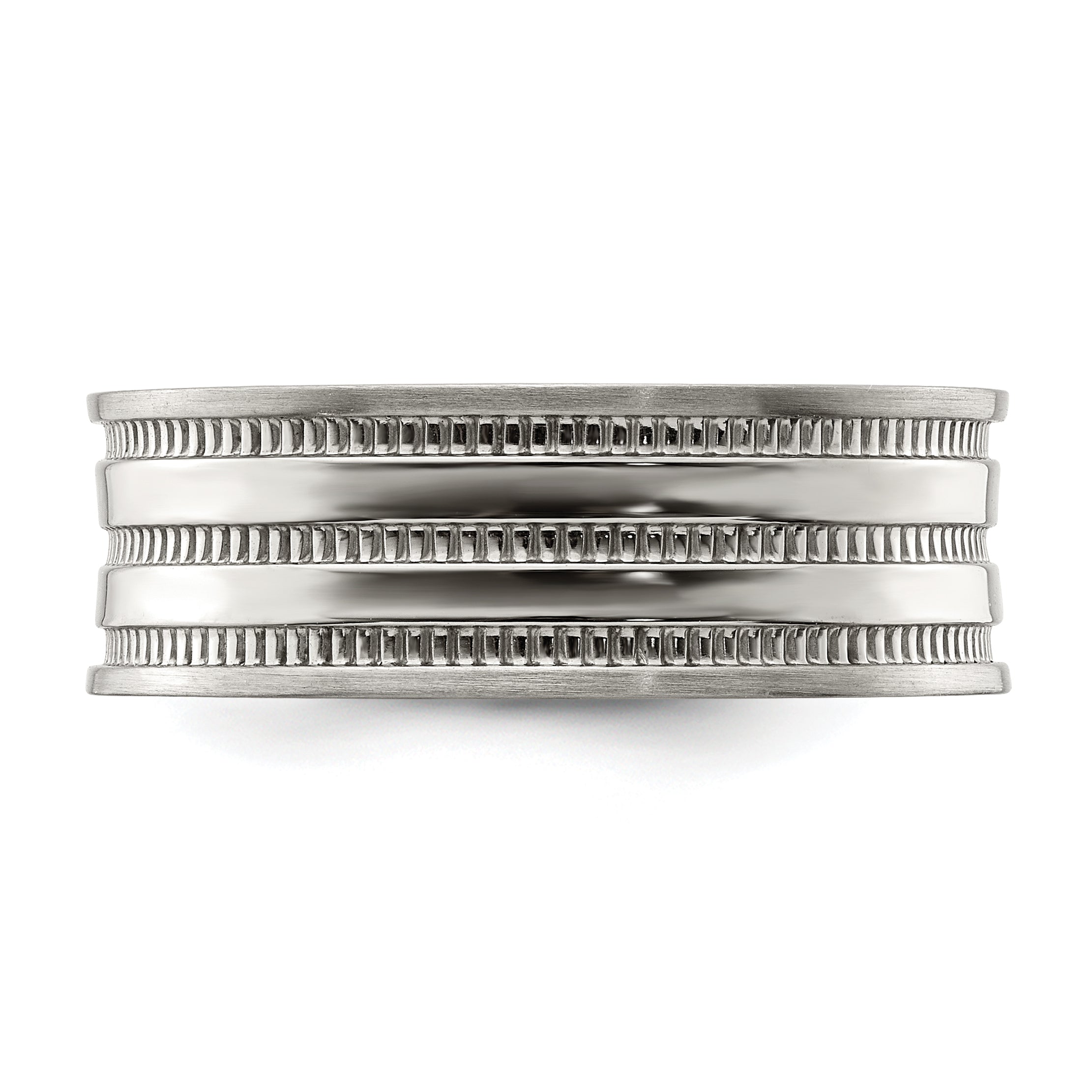 Beaded Wedding Band in Stainless Steel, 7mm