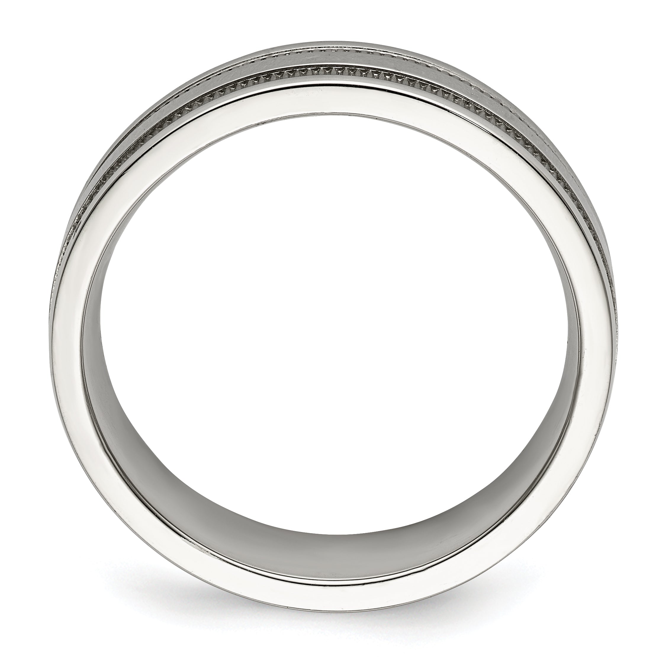 Grooved & Beaded Wedding Band in Stainless Steel, 6mm Secondary image