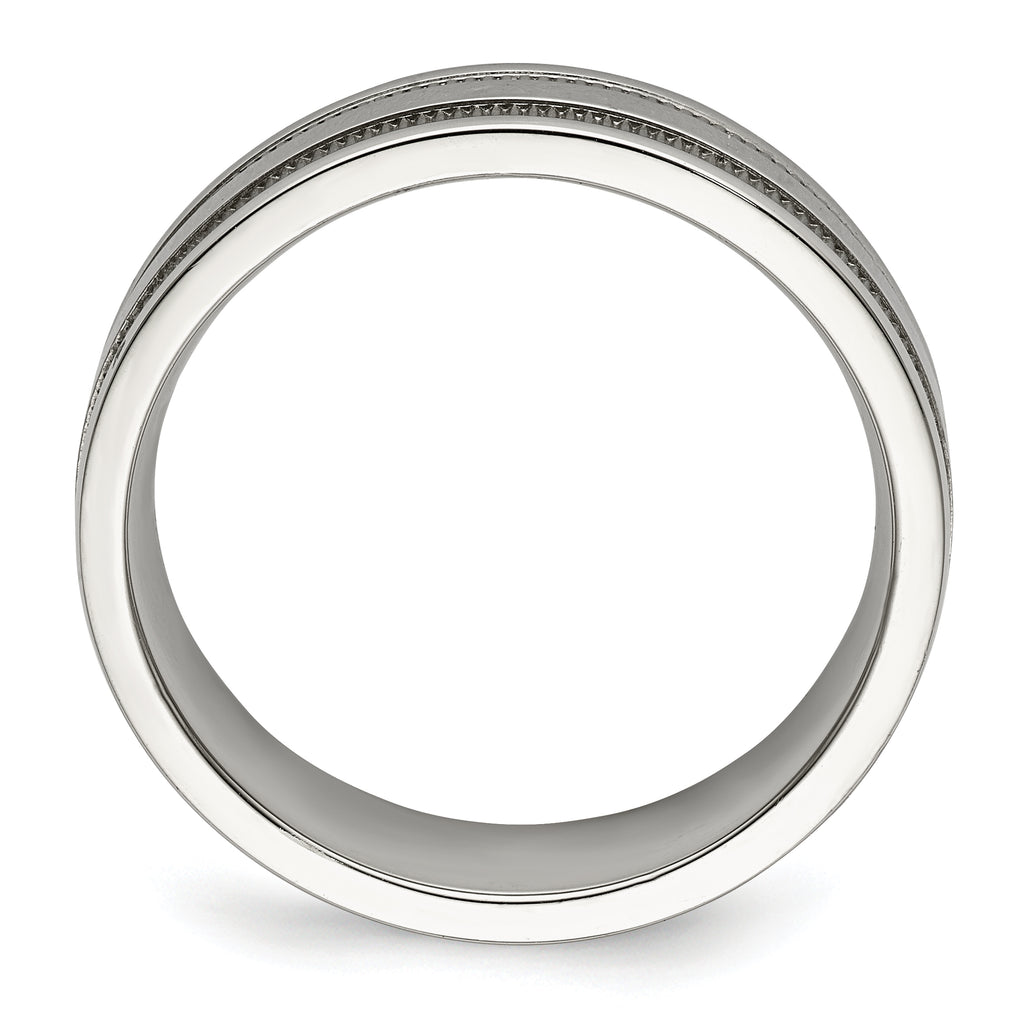Grooved & Beaded Wedding Band in Stainless Steel, 6mm