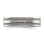 Grooved & Beaded Wedding Band in Stainless Steel, 6mm
