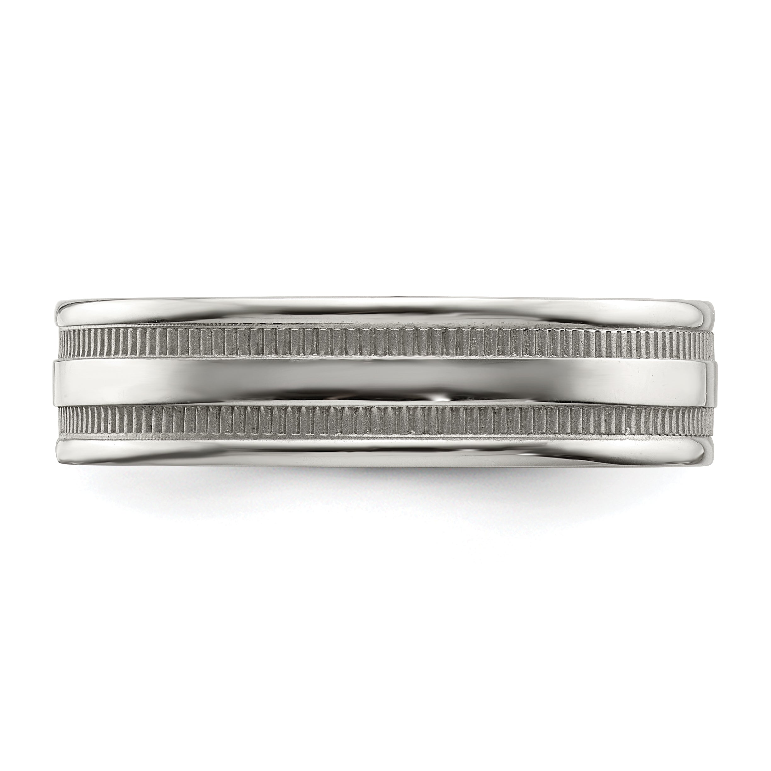 Grooved & Beaded Wedding Band in Stainless Steel, 6mm