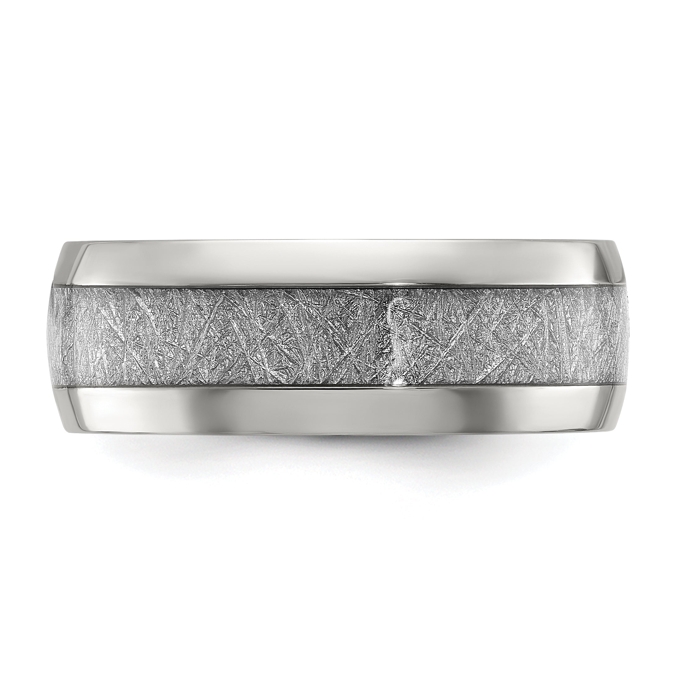 Stainless Steel Polished Glitter Paper Inlay Center 8mm Band