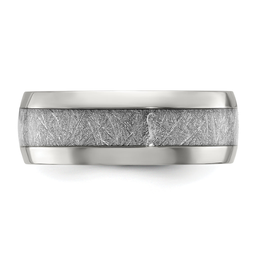 Glitter Inlay Wedding Band in Stainless Steel, 8mm
