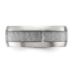 Stainless Steel Polished Glitter Paper Inlay Center 8mm Band