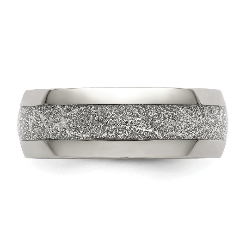 Glitter Inlay Wedding Band in Stainless Steel, 8mm