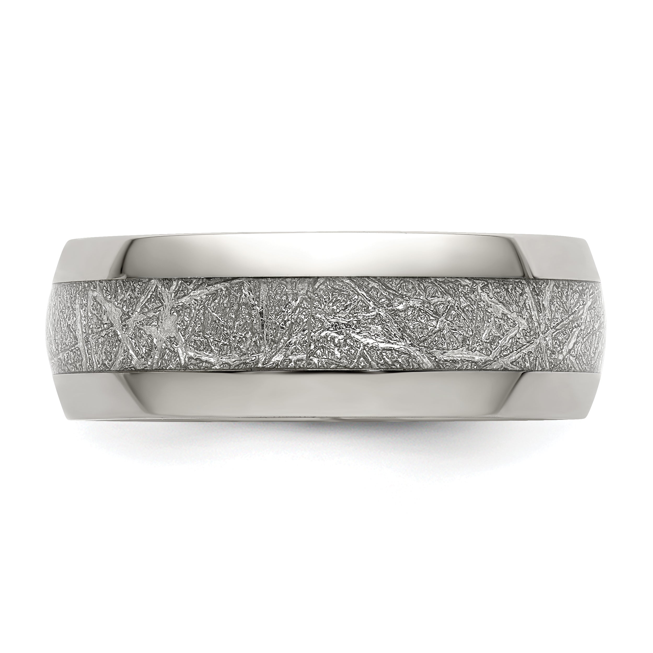Glitter Inlay Wedding Band in Stainless Steel, 8mm
