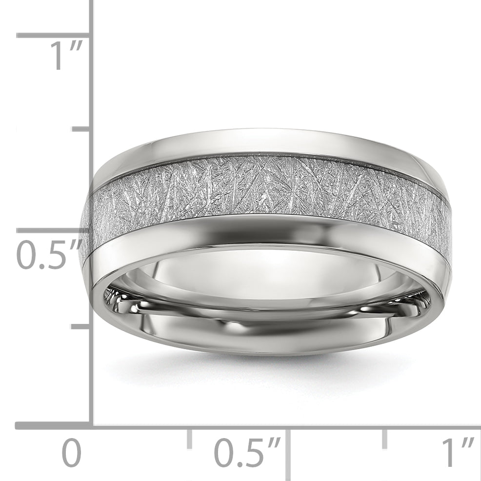 Stainless Steel Polished Glitter Paper Inlay Center 8mm Band
