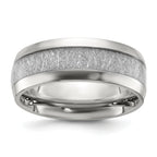 Stainless Steel Polished Glitter Paper Inlay Center 8mm Band