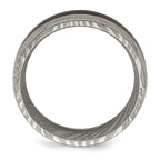 Damascus Steel Polished with Ebony Wood Inlay 8mm Band