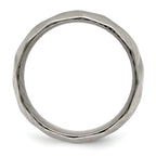 Faceted Wedding Band in Damascus Steel, 7mm