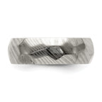Faceted Wedding Band in Damascus Steel, 7mm