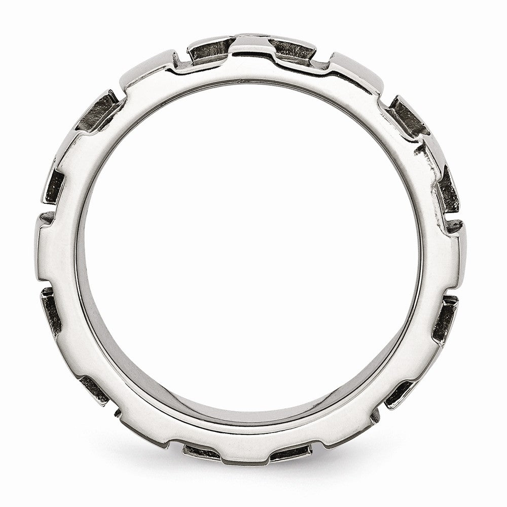 Stainless Steel Wedding Band with Diamond, Polished & Brushed Finish, Engravable Secondary image