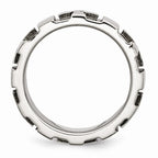 Stainless Steel Wedding Band with Diamond, Polished & Brushed Finish, Engravable