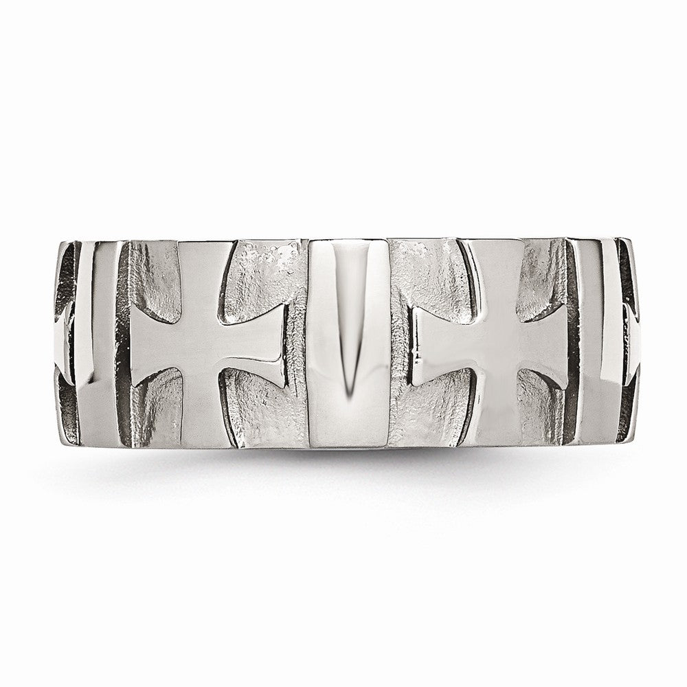 Stainless Steel Wedding Band with Diamond, Polished & Brushed Finish, Engravable