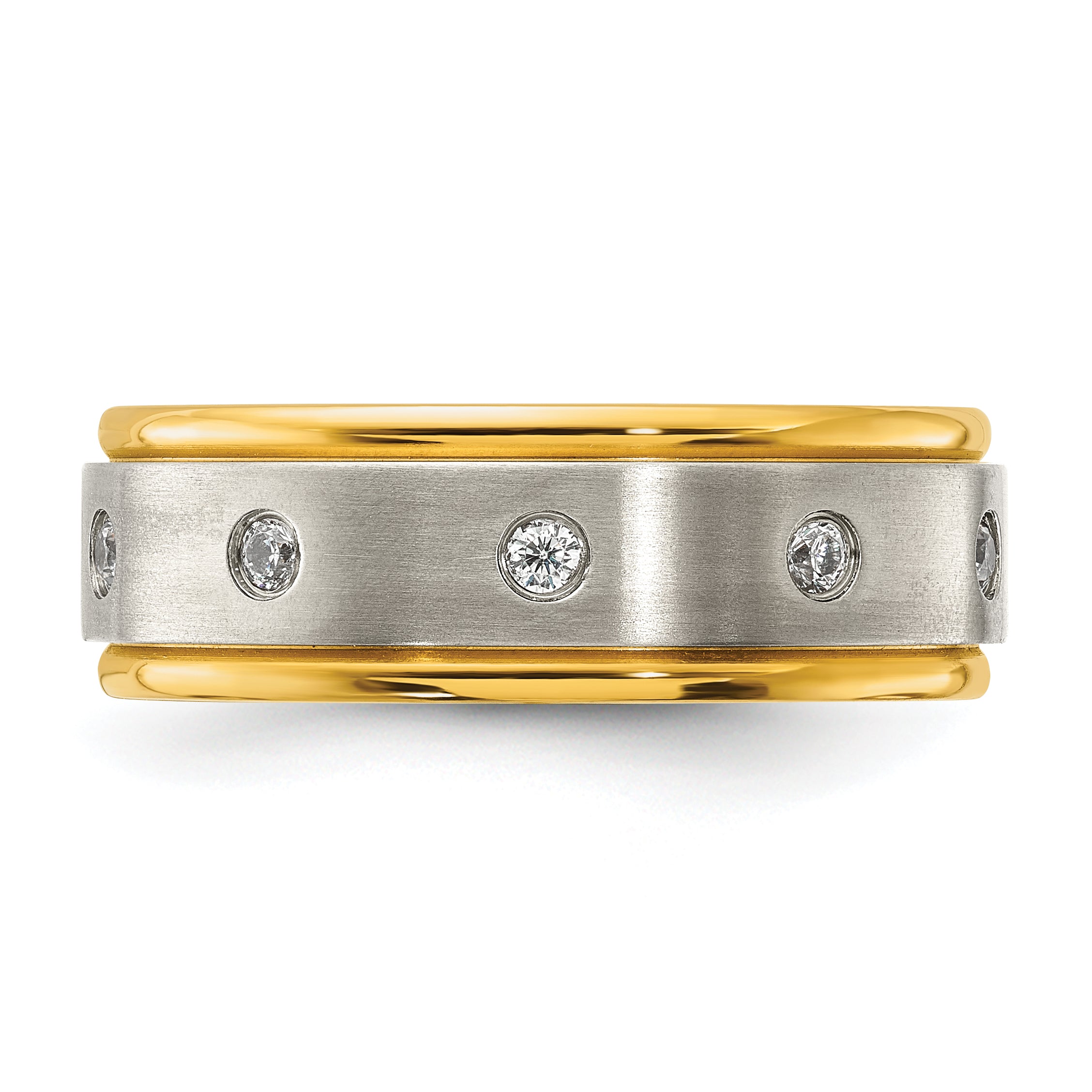 Stainless Steel Polished with Brushed Center Yellow IP-plated 8.00mm Band