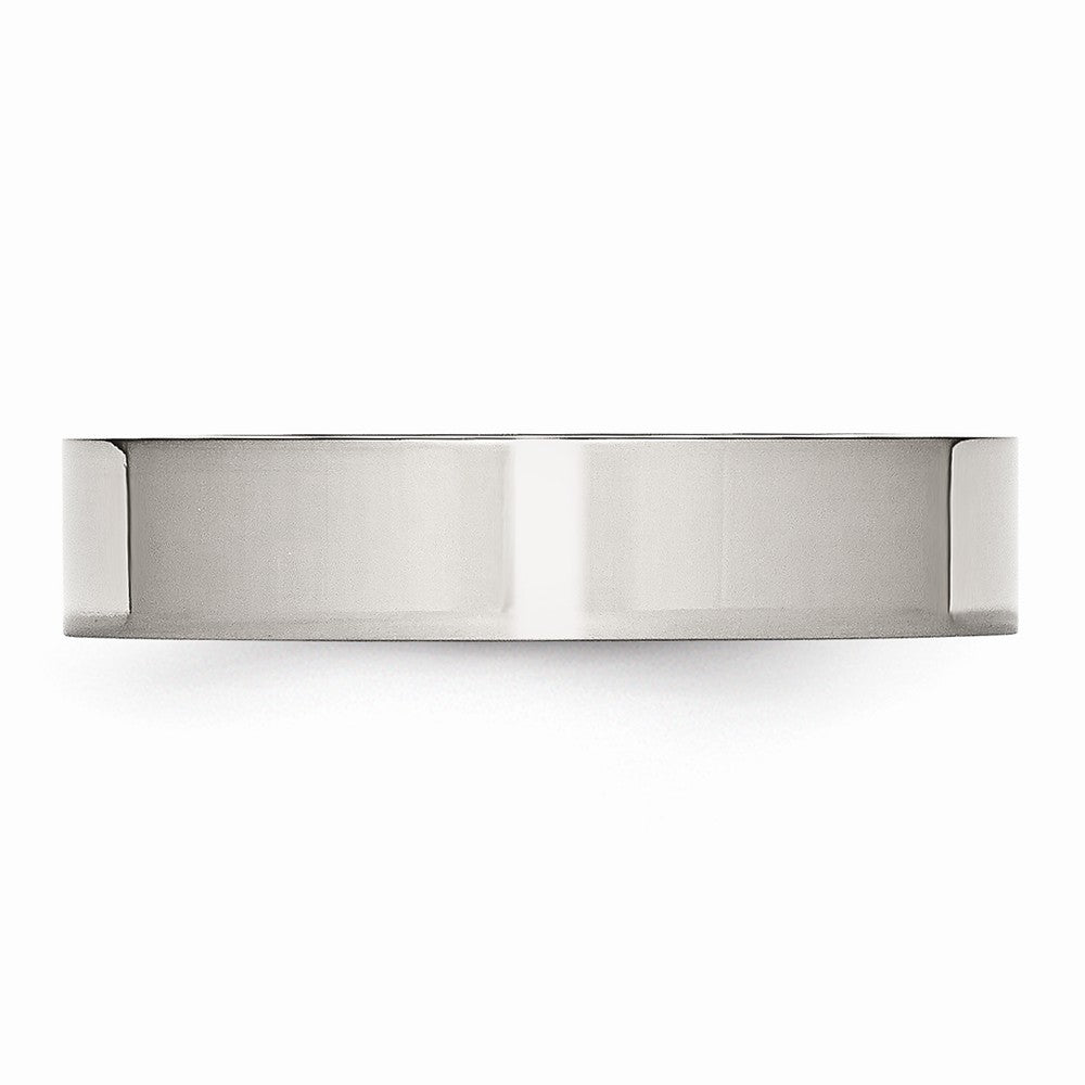 Polished Flat Wedding Band in Stainless Steel, 5mm