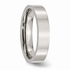 Polished Flat Wedding Band in Stainless Steel, 5mm