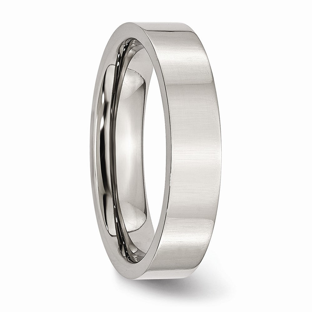 Polished Flat Wedding Band in Stainless Steel, 5mm