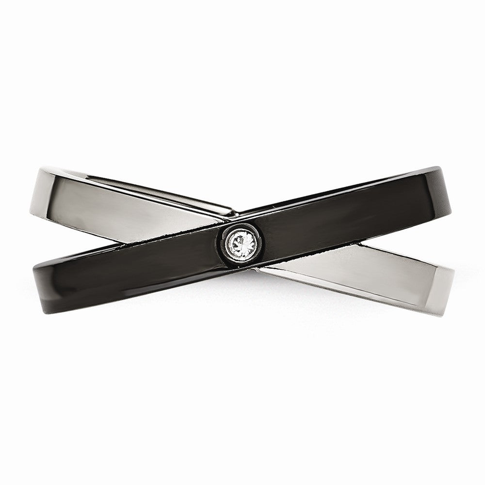 Sophia Jewelers Black IP-Plated Stainless Steel Ring with CZ Elegance