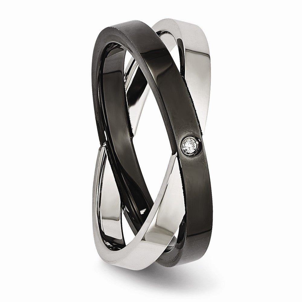 Stainless Steel Black IP-plated with CZ Ring