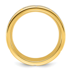 Stainless Steel Brushed and Polished Yellow IP-plated CZ 8mm Band