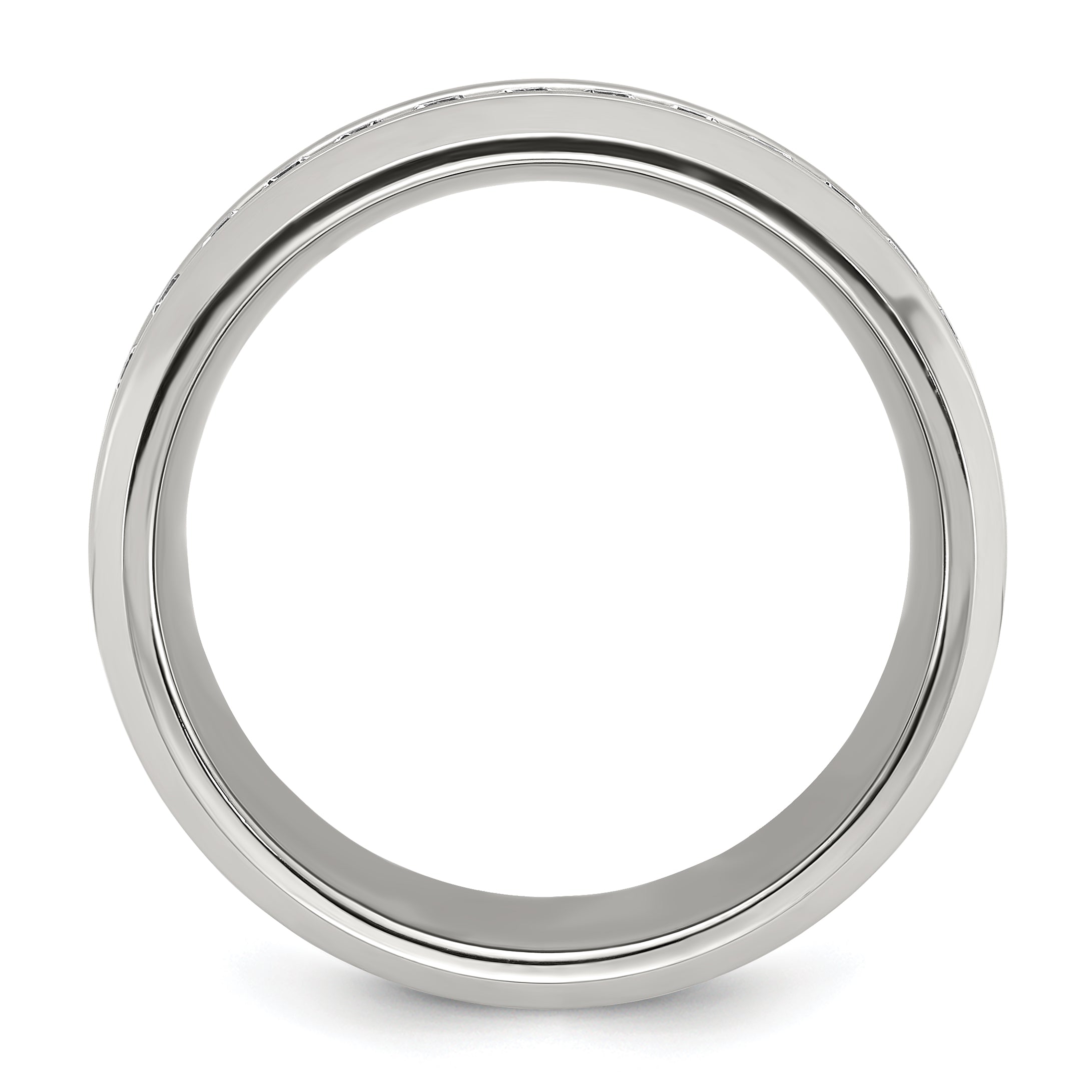Stainless Steel Polished with CZ 8mm Band