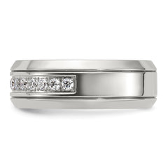 Stainless Steel Polished with CZ 8mm Band