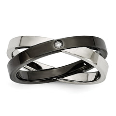Sophia Jewelers Black IP-Plated Stainless Steel Ring with CZ Elegance