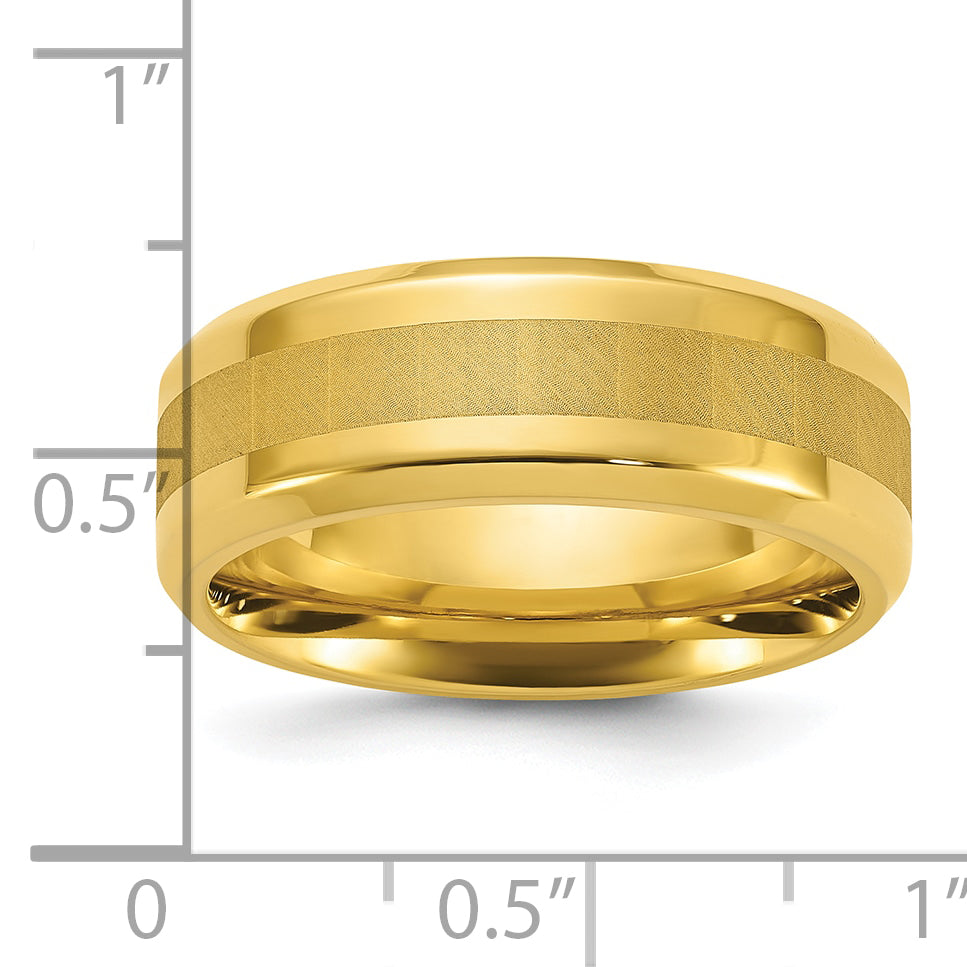Stainless Steel Polished Yellow IP-plated Brushed Center 8mm Band