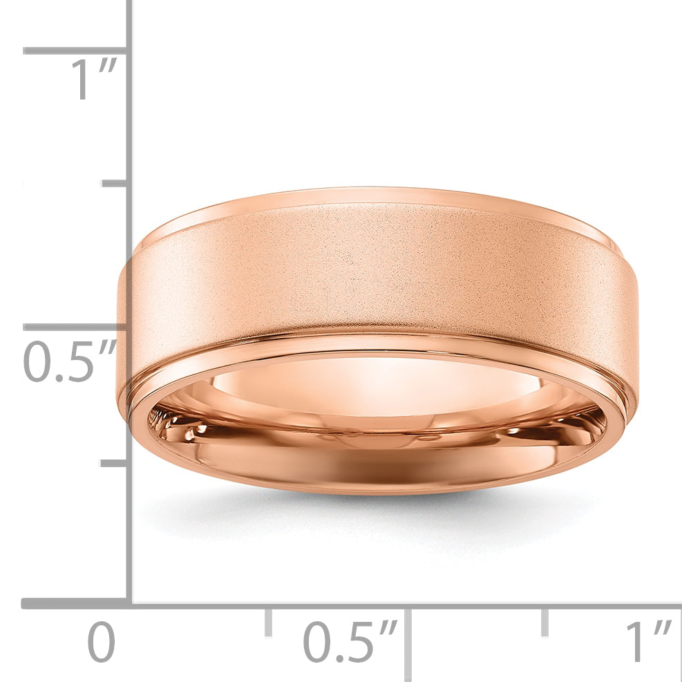 Stainless Steel Polished Rose IP-plated Brushed Center 8mm Band