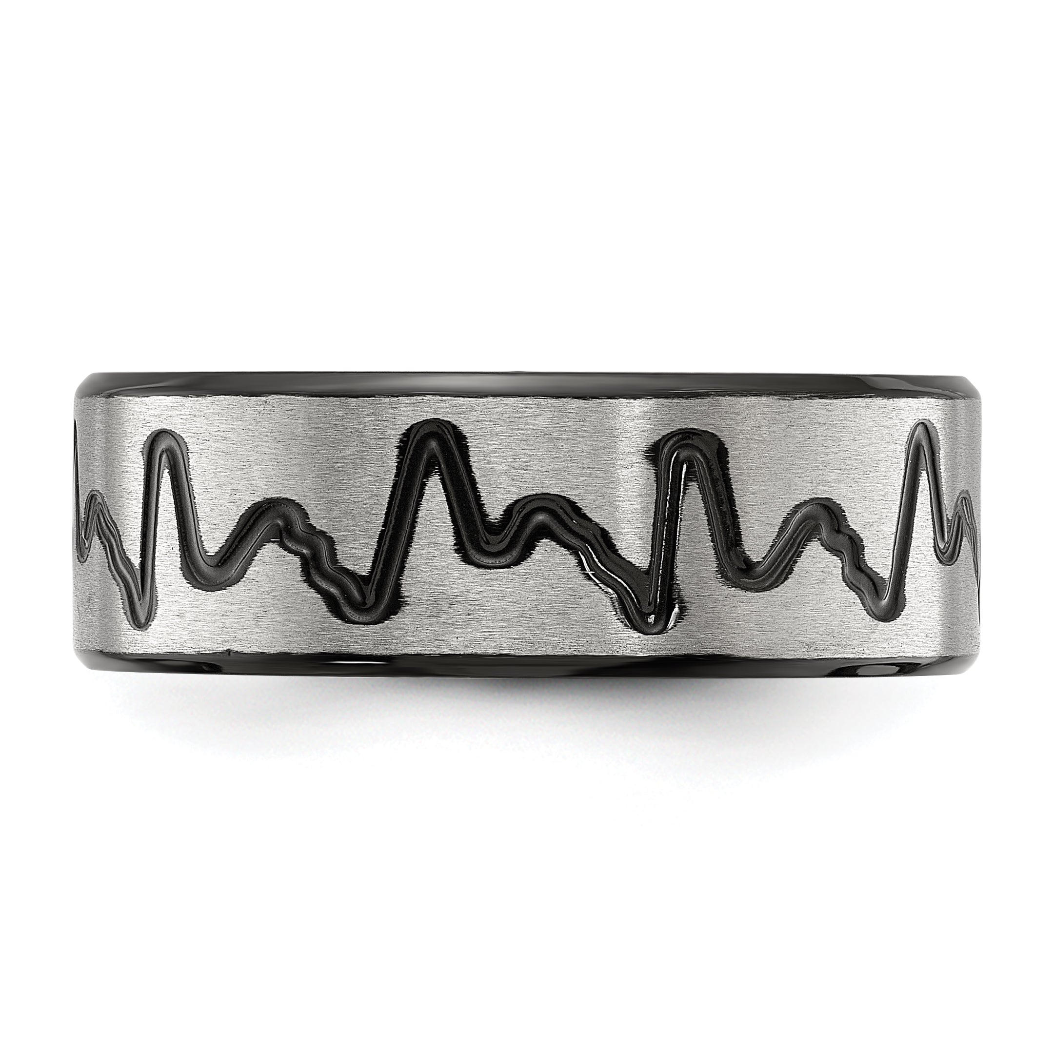 Stainless Steel Brushed Black IP-plated Heartbeat 8mm Band