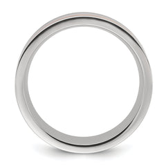 Stainless Steel Polished with Wood Inlay 8mm Band