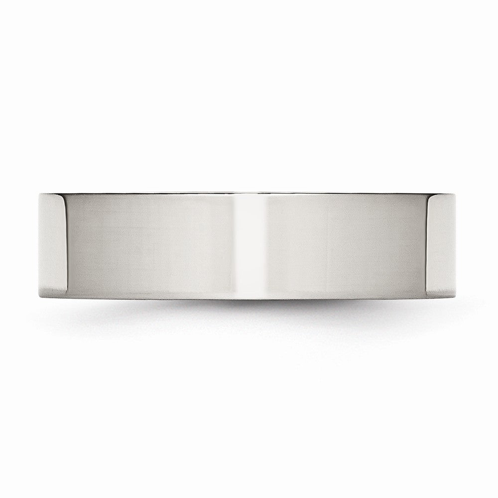 Comfort-Fit Flat Wedding Band in Stainless Steel, 6mm