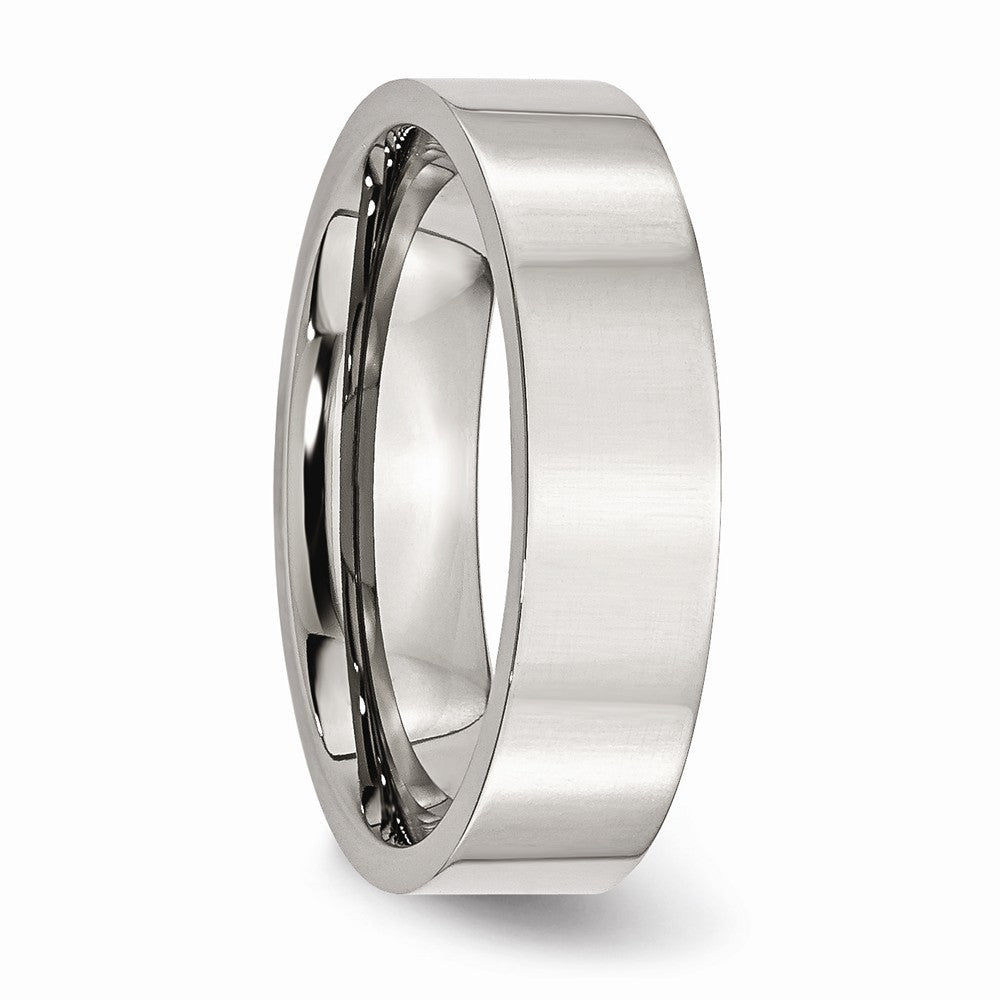 Comfort-Fit Flat Wedding Band in Stainless Steel, 6mm