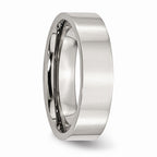 Comfort-Fit Flat Wedding Band in Stainless Steel, 6mm