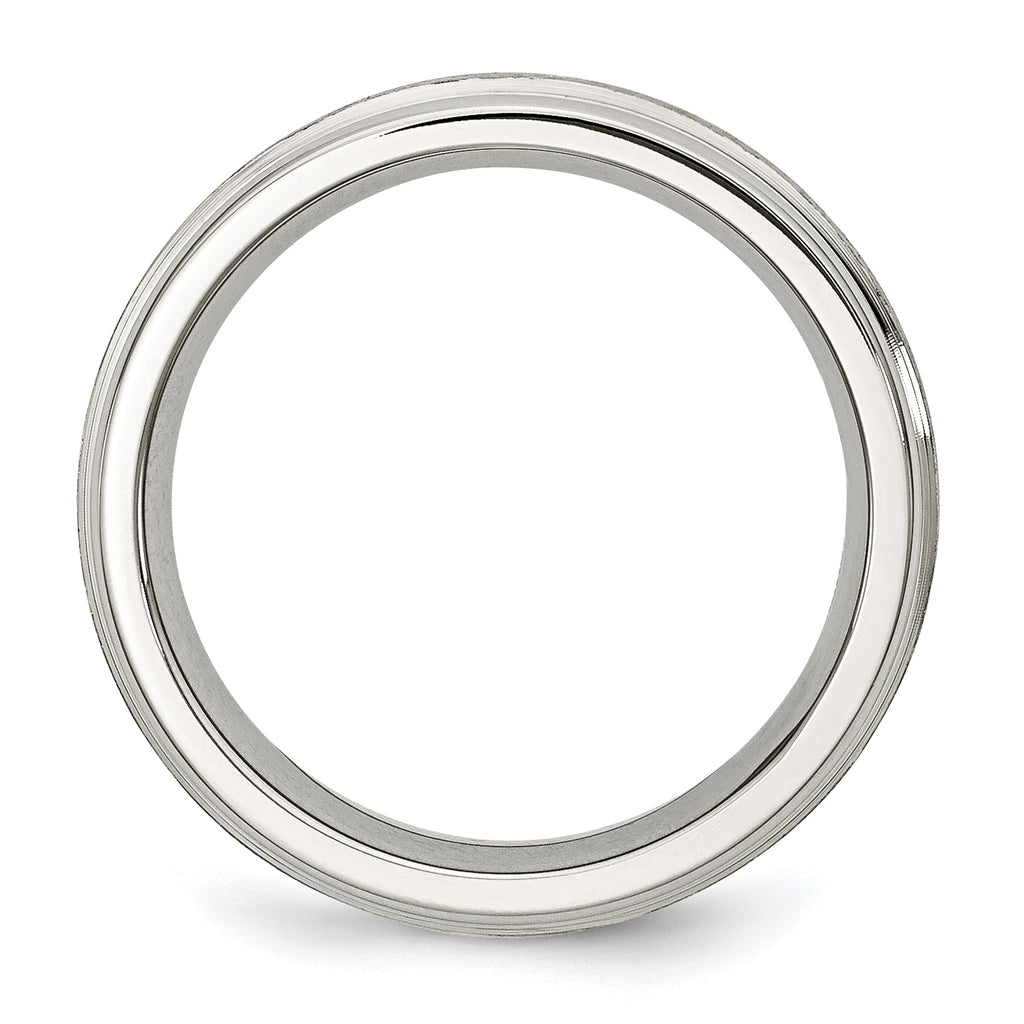 Grooved Edge Wedding Band in Stainless Steel, 6mm