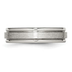 Grooved Edge Wedding Band in Stainless Steel, 6mm